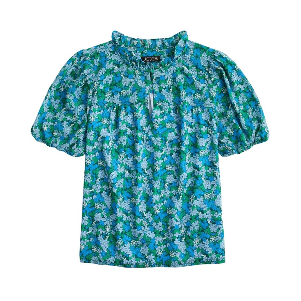 J.Crew Blouse Ruffle-Trim Floral Print